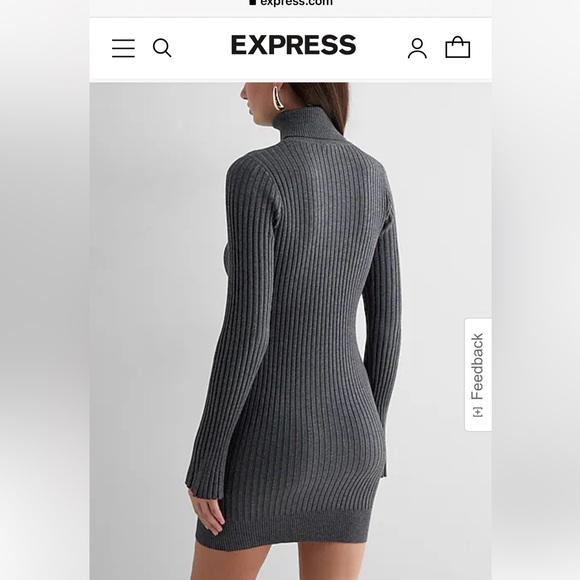 Express Ribbed Turtleneck Long Sleeve Mini Sweater Dress - Small - Picture 4 of 8